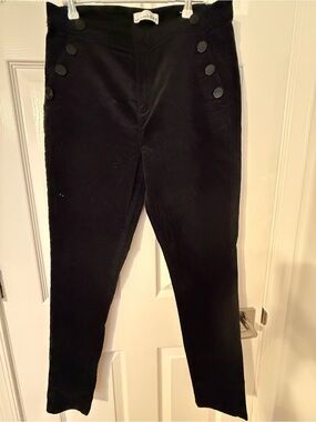 LOFT Black Velvet Sailor Button Skinny Pants Size 10 / 30